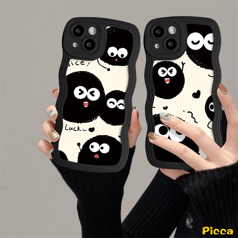 Case Redmi A1+12C 10 9C A1 9T 9A 10C 10A 9 Redmi Note 10s 10 8 9 11 11s 11Pro 9s 10Pro Max Mi 11T Pro POCO M3 X3 NFC Pro Kartun Kreatif Lucu Lucu Bola Bara Bergelombang Ede Sarung Soft Cover