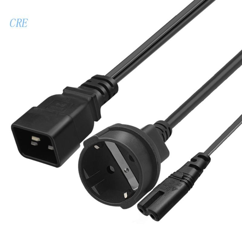 Cre C20 to C7+EU4.8MM Kabel Colokan Listrik Splitter Y Tunggal IEC 320 C20 Male to C7+EU4.8MM Female Splitter Adapter Cabl