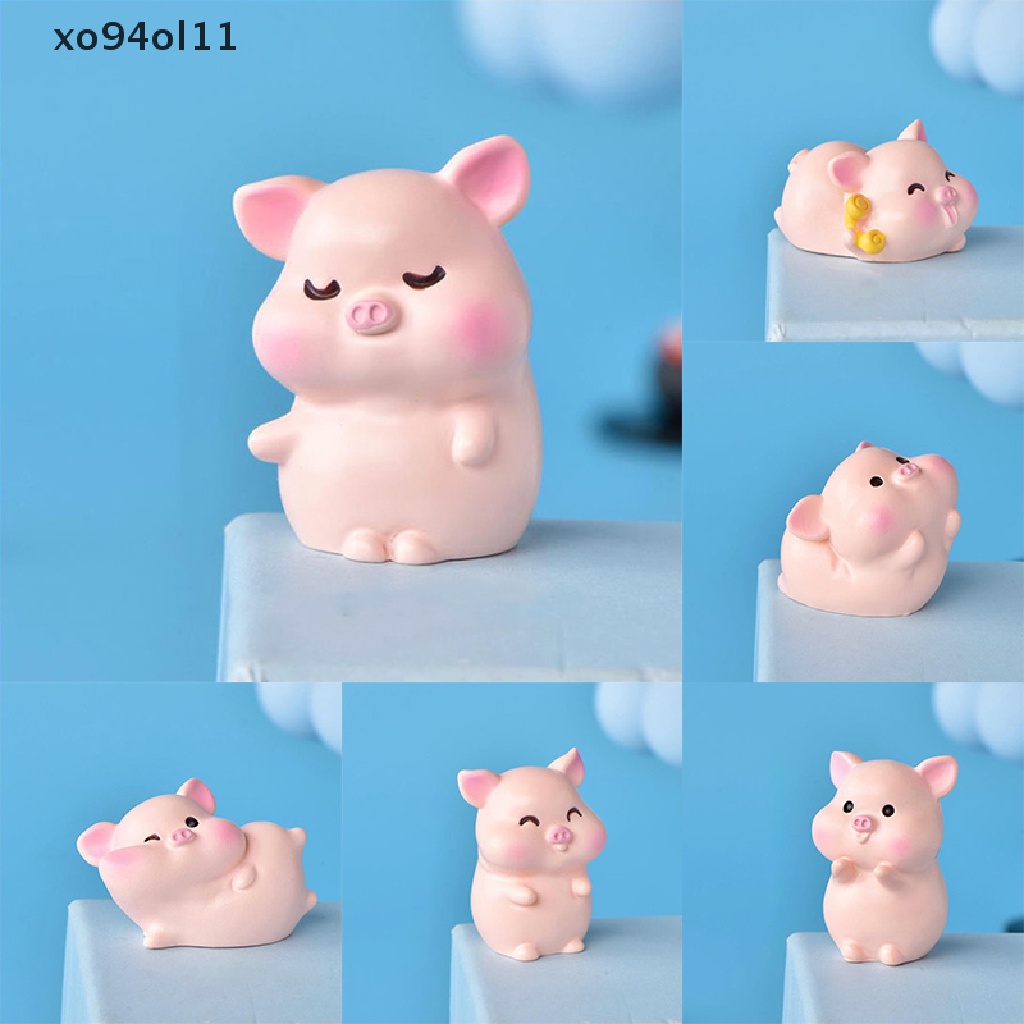 Xo 1/6pc Resin Mini Patung Babi Lucu Lanskap Mikro Peri Dekorasi Taman Kerajinan Hadiah OL