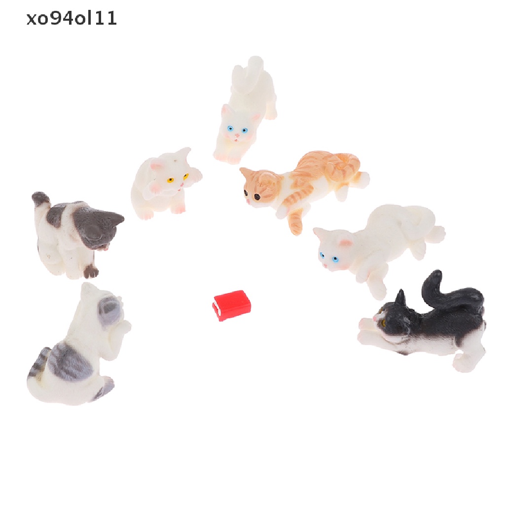 Xo 1Pcs Kucing Realistis Kartun Lucu kitten Boneka Rumah Simulasi Hewan Dekorasi OL