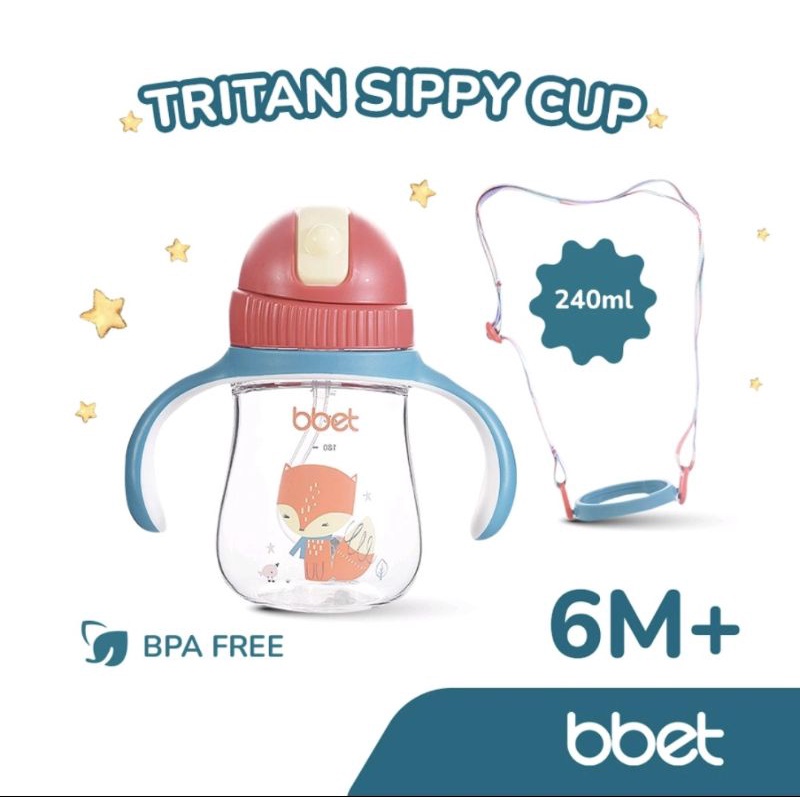 BBET TRITAN SIPPY  CUP WITH STRAP  240ML/BOTOL MINUM ANAK