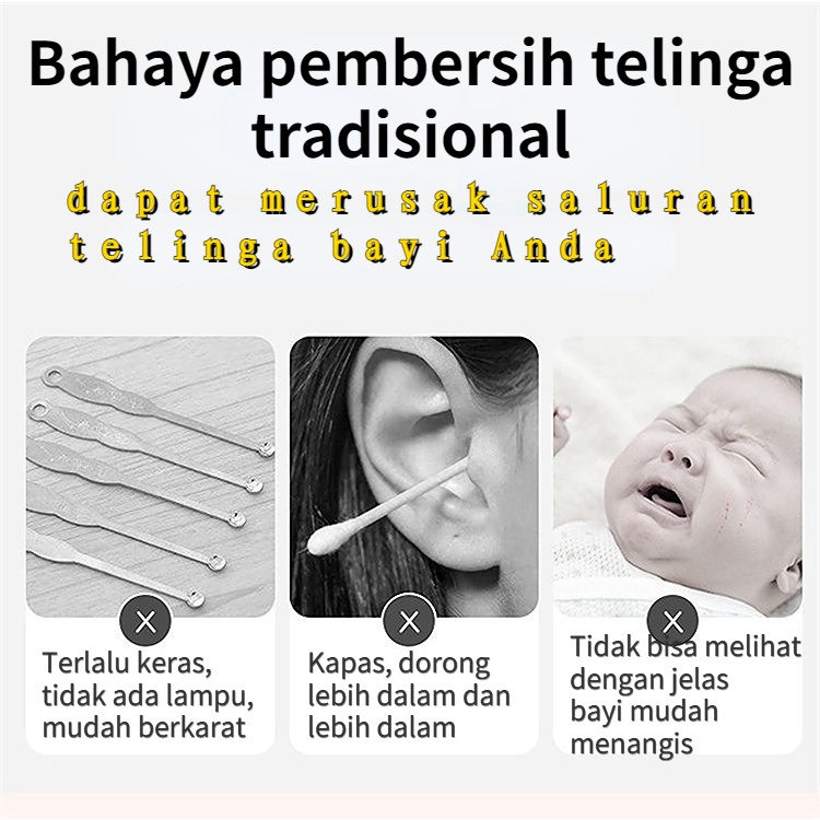 【COD】Alat Pembersih Telinga Bayi | Alat Pembersih Telinga Anak Bayi dan Dewasa / Pembersih Telinga Isi Ulang Elektrik Ear Pick Alat/ Korek Kuping LED Lampu Senter