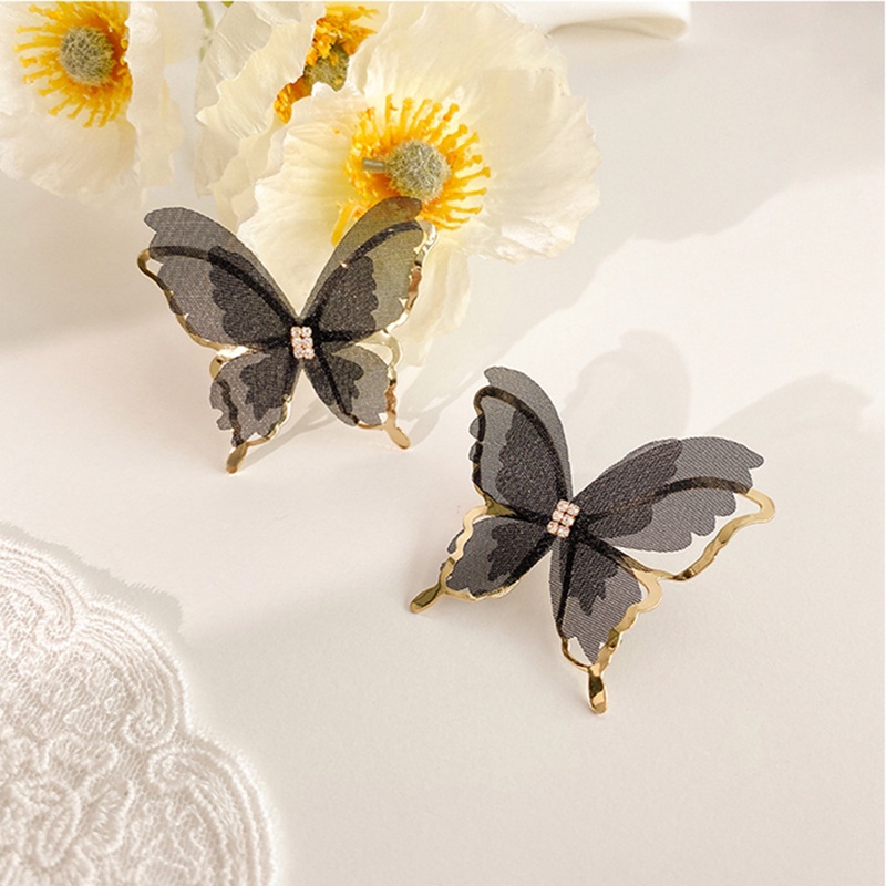 1pasang Fashion Elegan Halus Romantis Berongga Mesh Kupu-Kupu Stud Earrings Perempuan Perhiasan Hadiah Anting Kupu-Kupu