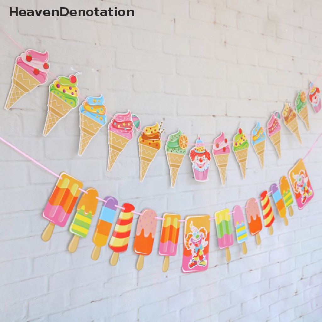 [HeavenDenotation] Bung Banner Es Krim Popsicle Keren Untuk Tropical Summer Party Bar Garland HDV