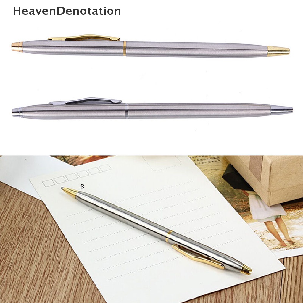 [HeavenDenotation] 1pc Pena Ballpoint Metal Alat Tulis Batang Stainless Steel Rotag Pen Ballpen HDV