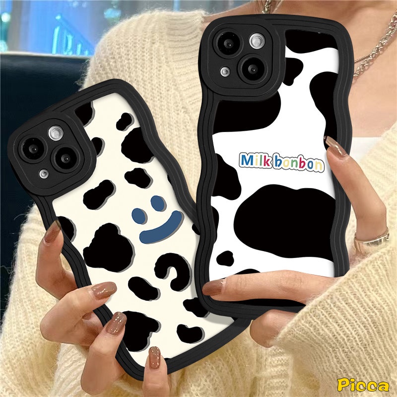 Case Smile Motif Leopard Susu Realme C53 C55 C25 C25Y C11 C12 C30 C3 C17 C20 C25s C15 C21Y C35 C33 C20A Realme 9 Pro+ 5 8Pro 8 5s 9i 10 7i 8i 6i 5i 7 Wavy Edge Soft Couple Sarung