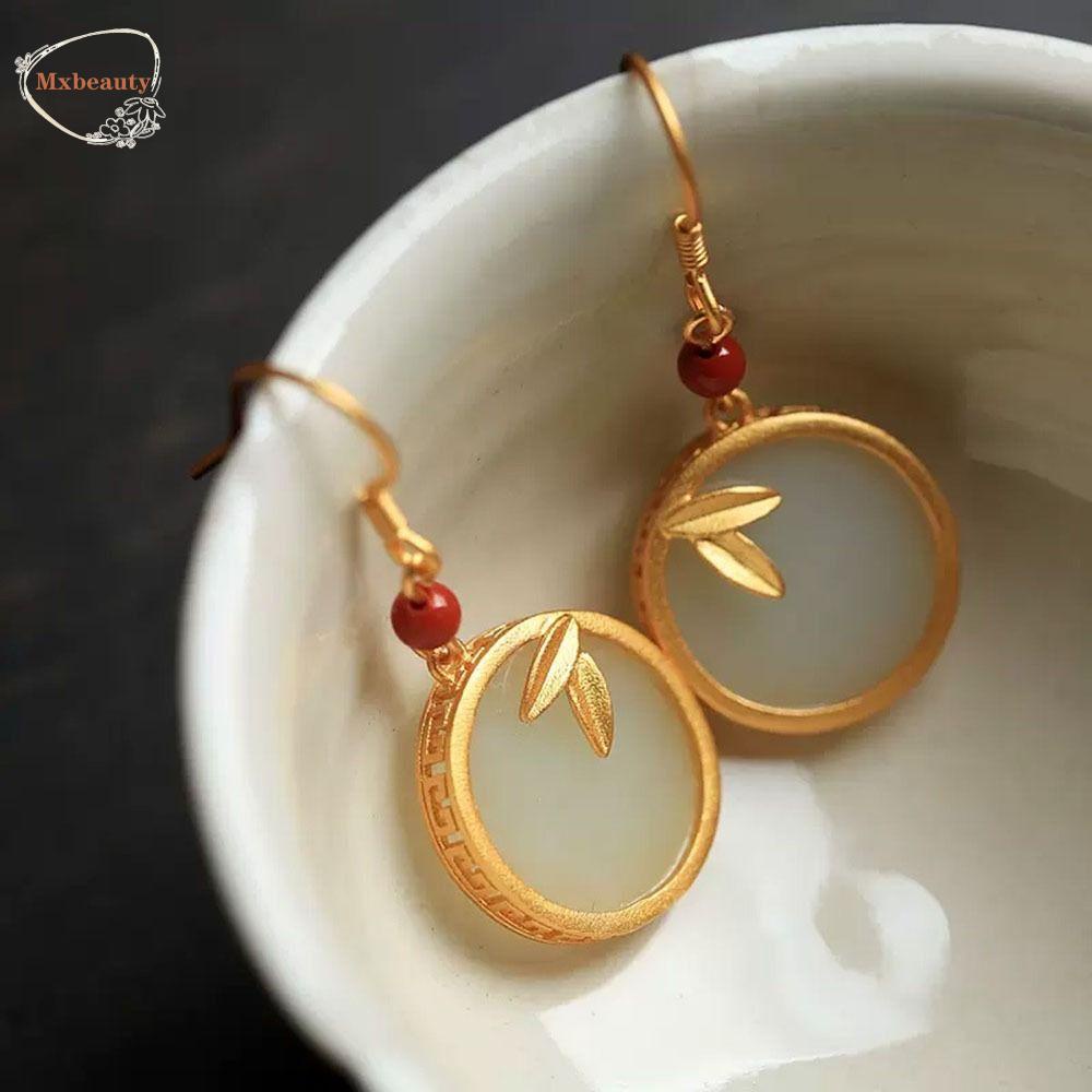 Mxbeauty Anting Giok Keren Indah Sederhana Untuk Wanita Untuk Hadiah Gadis Anting Menjuntai Anting Klasik Wanita Earrings