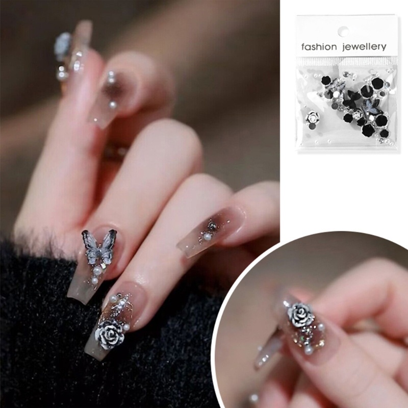 Siy 3D Pesona Kuku Lucu Auroras Camellia Resin AB Nail Art Perhiasan Bunga Elegan