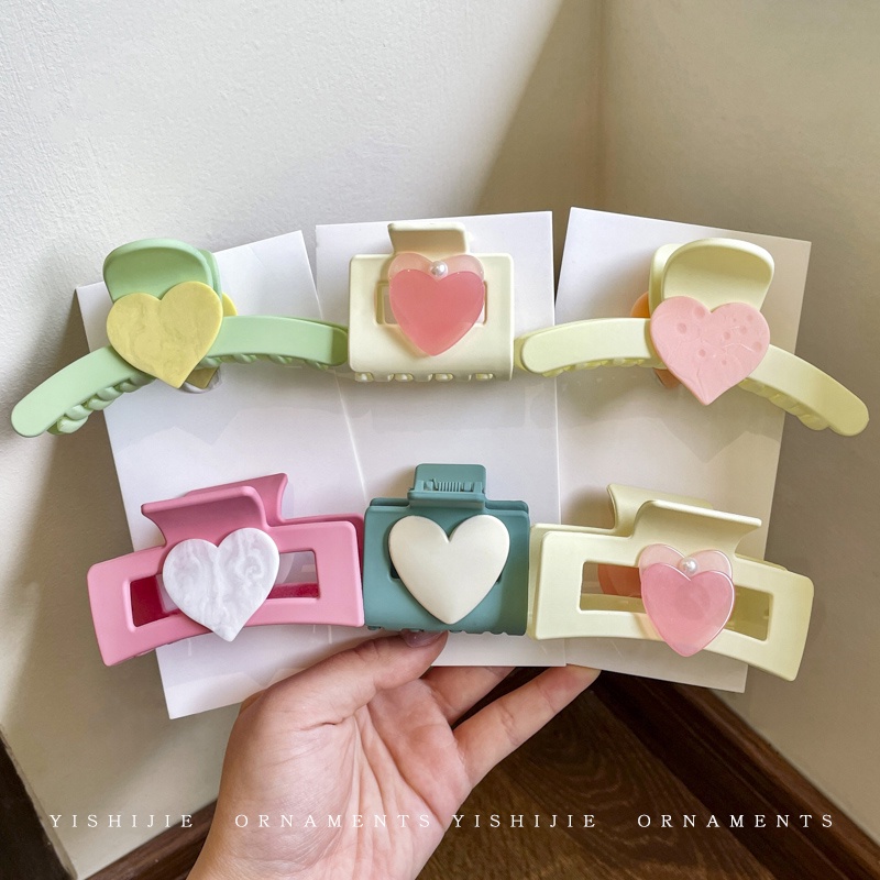 Color Scrub Love Hair Clip Female Large Grabbing Simplicity Jepitan Rambut Hiasan Kepala