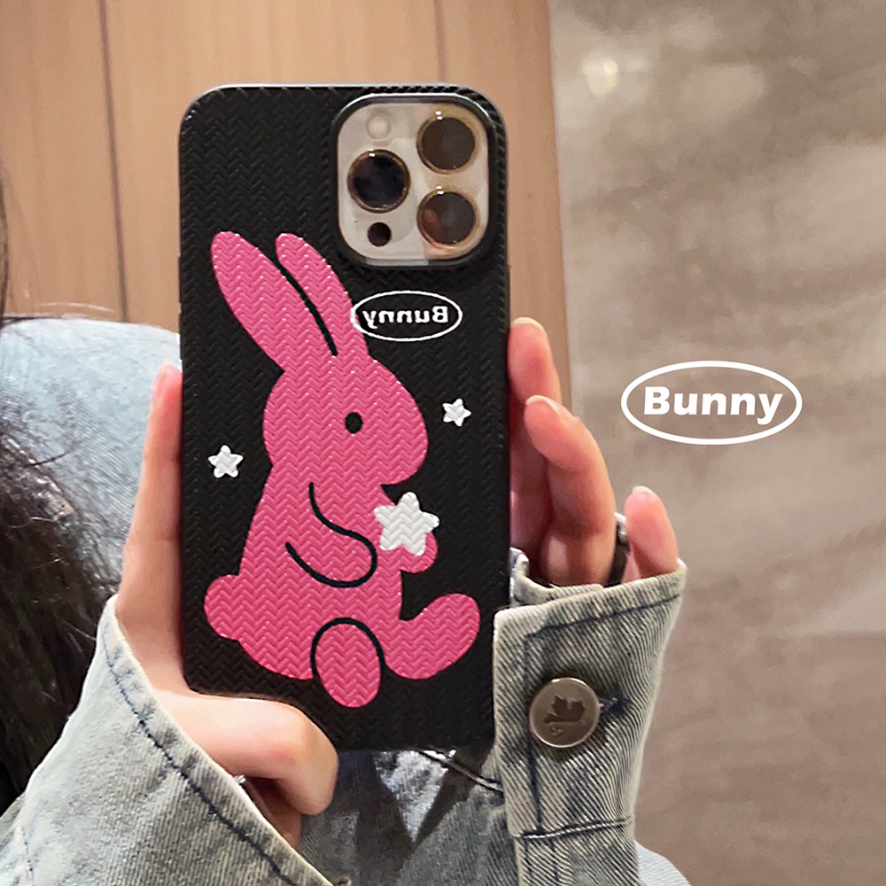 IPHONE Manis Keren Bintang Mawar Merah Bunny Kelinci Rajut Pola Telepon Lembut Pelindung Ponsel Case Cover Untuk Iphone7 8 PLUS X XR XS 11 12 13 14 PRO MAX SE 2020