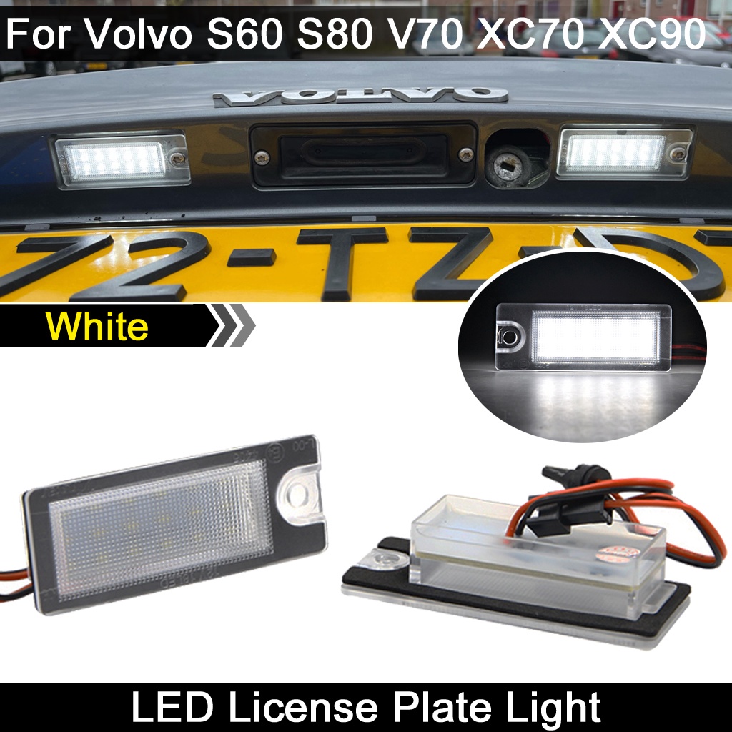 2pcs Lampu Plat Nomor Plat LED Putih Kecerahan Tinggi Lampu Untuk Volvo S60 S80 V70 XC70 XC90