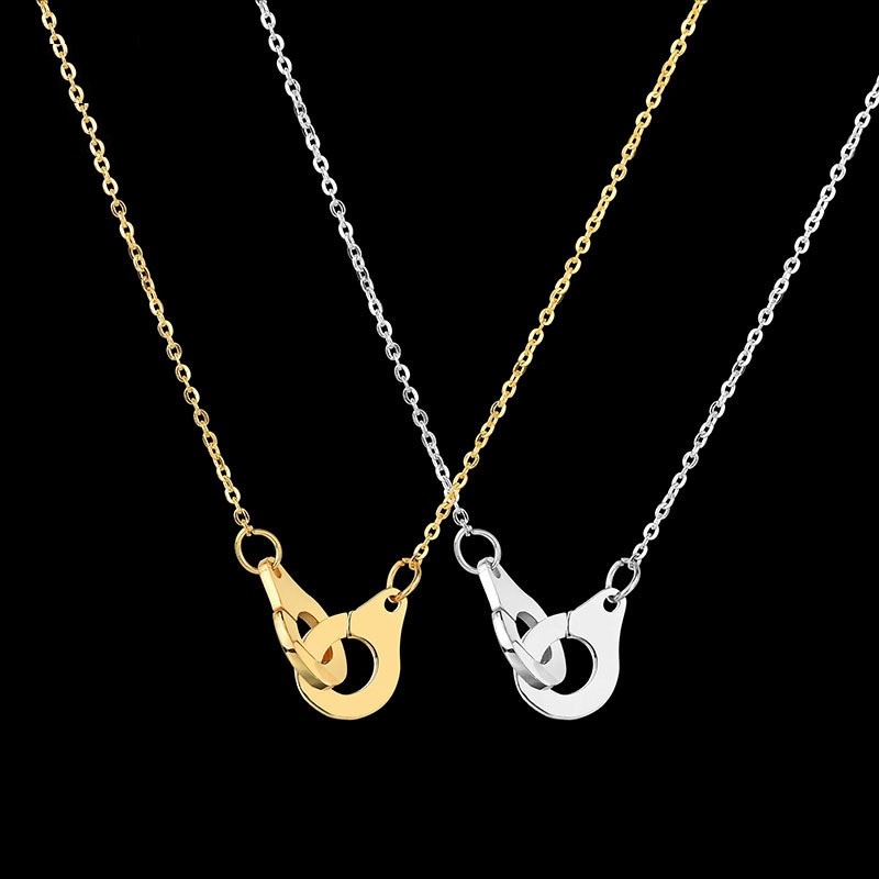 Z H Perhiasan 18K Emas 24K Emas S925 Perak Hip Hop Rock Stainless Steel Liontin Pasangan Fashion Baja Titanium Kalung Retro Punk Aksesoris Pesta