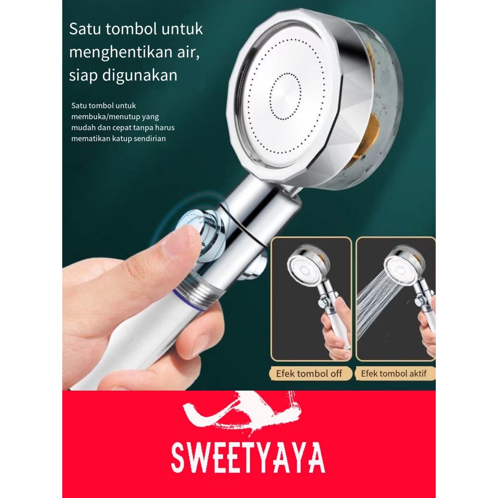 Hand Shower Turbo Fan Paket Lengkap  / Fan Shower Baling / Kepala Kran Air Bisa Putar 360 Derajat / Shower Set Hand Shower Mandi Hand Head Kepala Air Paket