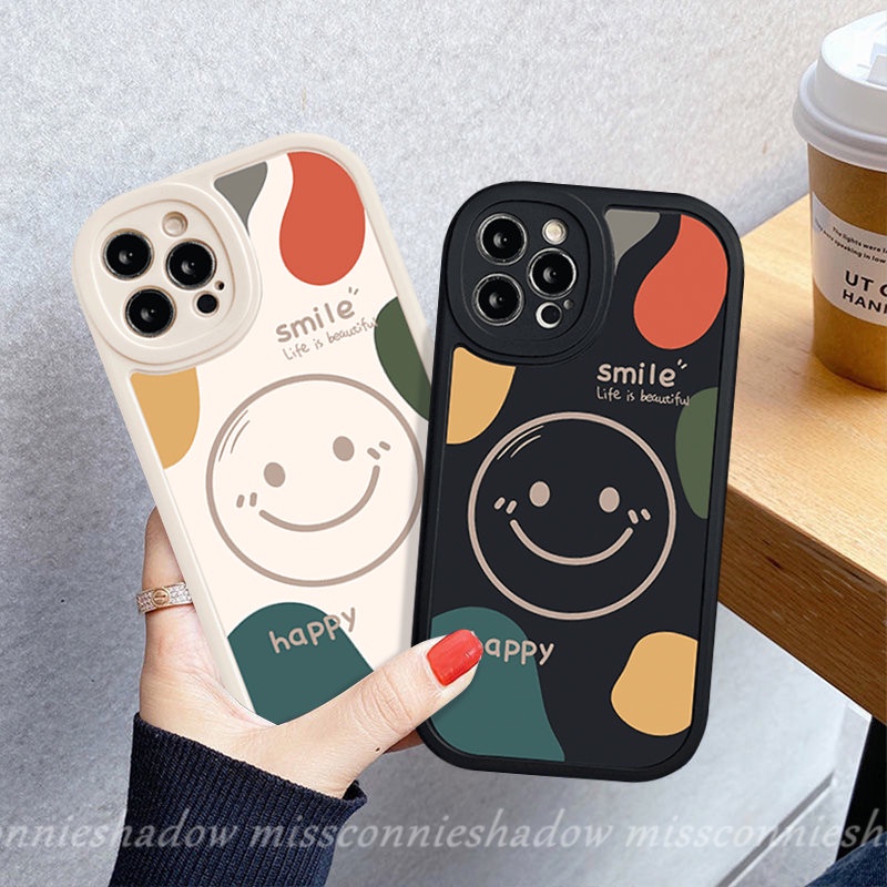 Case Realme C53 C35 C30s C55 C12 C25Y C15 C31 C21Y 10 C30 C11 C25s 10 Pro Plus C21 C20 5 6i 8 5i 7i 6s 6 8i 8Pro 9i C17 GT C3 C20A Simple Happy Smile Silicon Couples Lembut Sarung