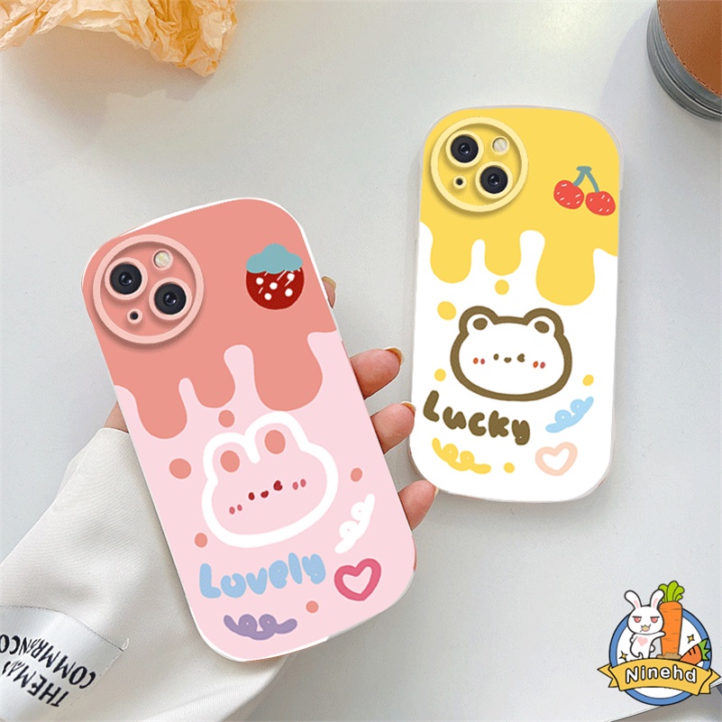 IPHONE Casing Kompatibel Untuk Iphone14 13 12 11 Pro Max X Xr Xs Max8 7 6 6s Plus SE 2020 Baru Kartun Cream Kelinci Lensa Full Cover Pelindung Ponsel Case Bantal Udara Anti Jatuh Soft Case
