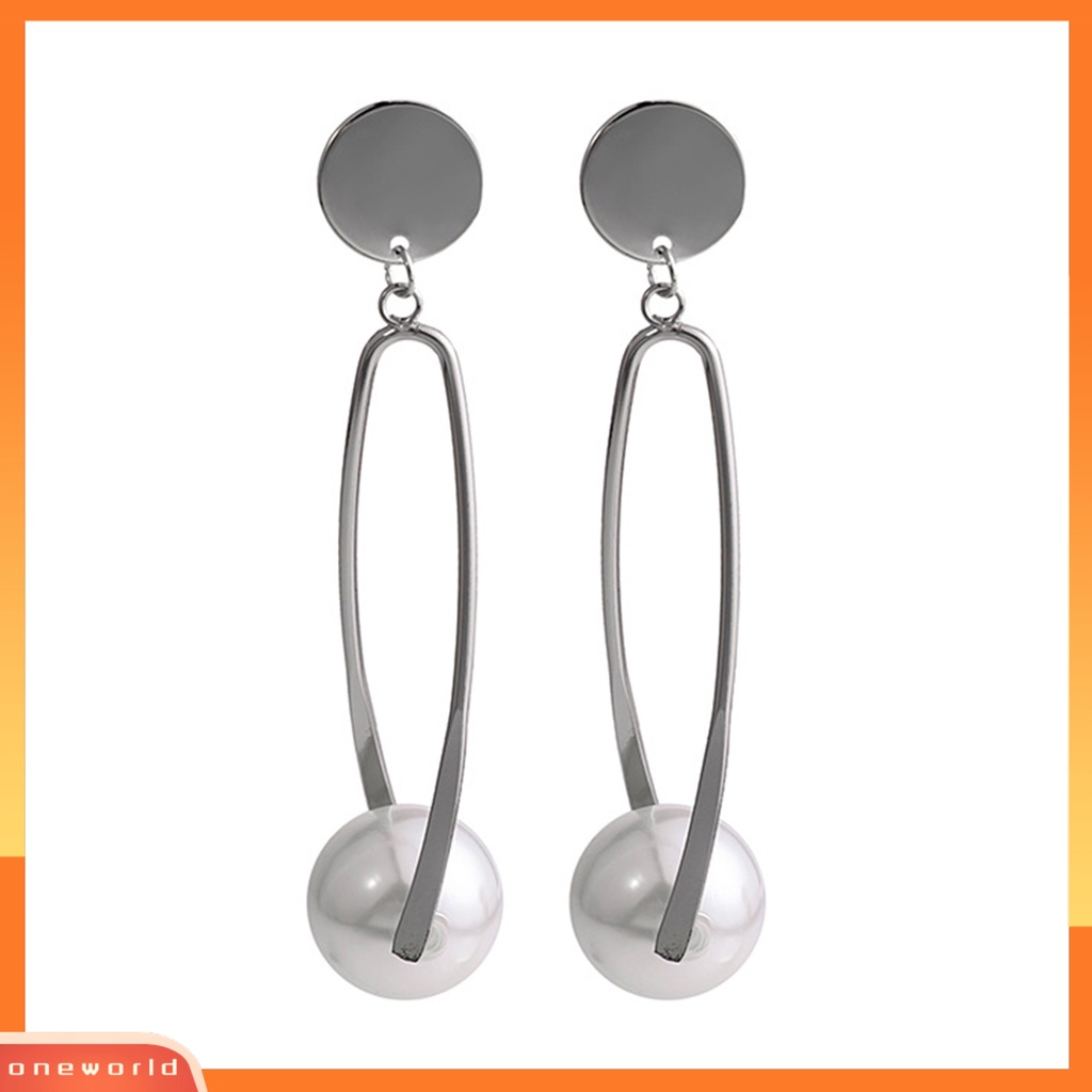 [EONE] 1pasang Drop Earrings Elegan Panjang Melubangi Halus Electroplating Hias Hadiah Hari Valentine Wanita Mutiara Imitasi Liontin Anting Perhiasan Pesta Untuk Pacar