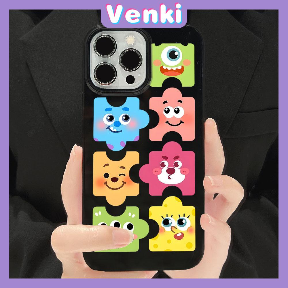 Case for iPhone 11 Soft TPU Glossy Black Candy Case Cute Creative Puzzles Camera Protection Shockproof For iPhone 14 13 12 11 Pro Max 7 8 Plus X XR