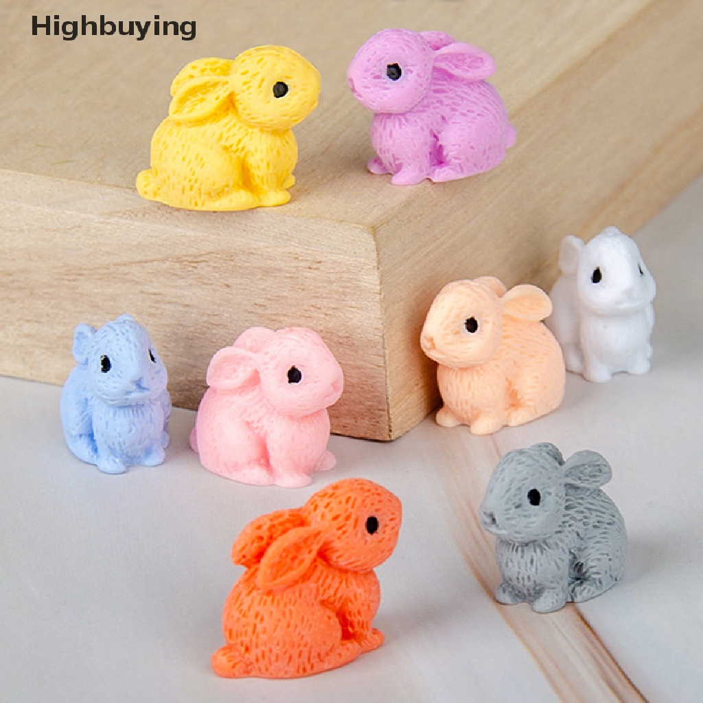 Hbid 5pcs Kelinci Lucu Paskah Ornamen Miniatur Kerajinan Resin Mini Bunny Taman Ornamen Rumah Boneka Miniatur Rumah Kantor Desktop Decor Glory