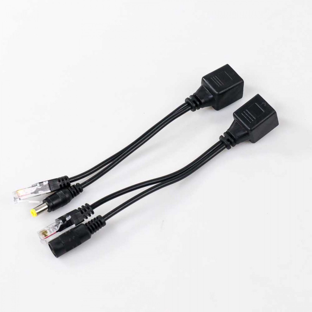Passive PoE Power Over Ethernet Cable Male &amp; Female Power Plug