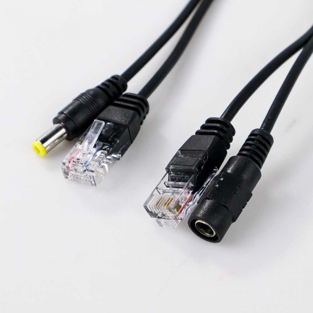 Passive PoE Power Over Ethernet Cable Male &amp; Female Power Plug