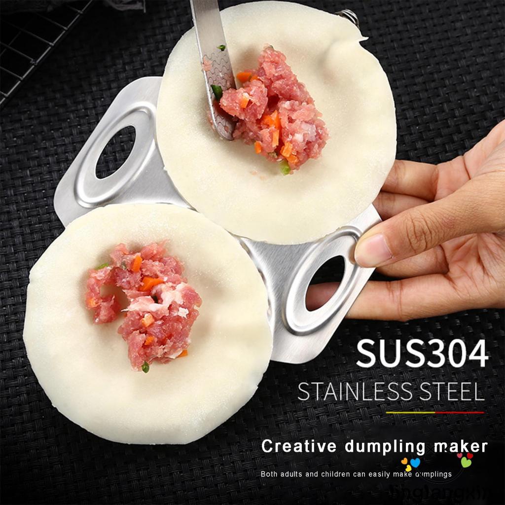 Llx-stainless Steel Fast Double Dumpling Maker Alat Pembungkus Pemotong Adonan Kue Kering Aksesoris Dapur