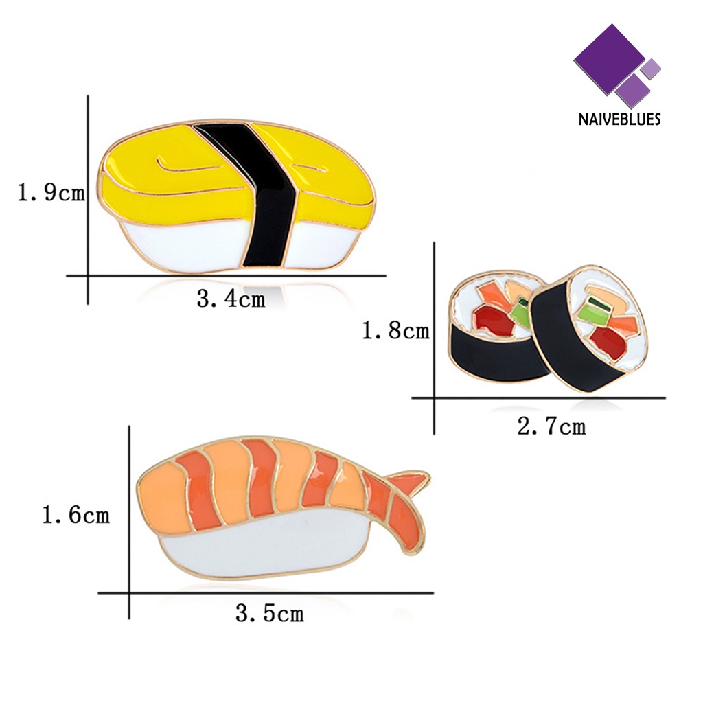 &lt; Naiveblues &gt; Kawaii Sushi Bros Pin Makanan Jepang Enamel Topi Jeans Hadiah Perhiasan