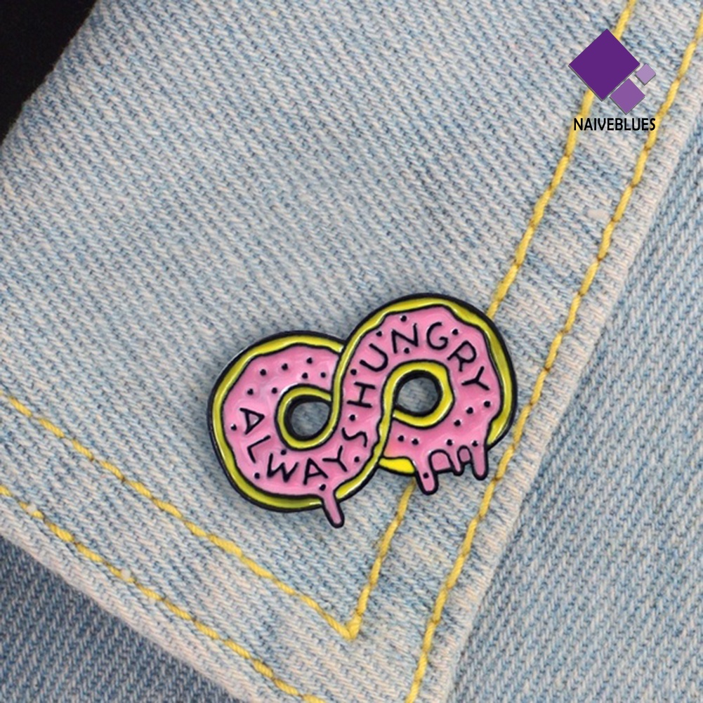 &lt; Naiveblues &gt; Pria Wanita Lucu Ganda Donat Makanan Enamel Pin Denim Ransel Hadiah