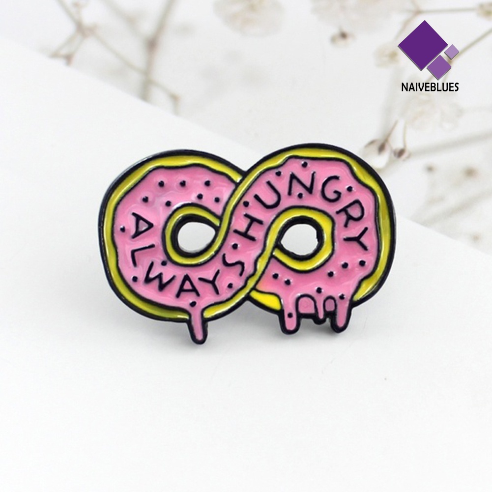 &lt; Naiveblues &gt; Pria Wanita Lucu Ganda Donat Makanan Enamel Pin Denim Ransel Hadiah