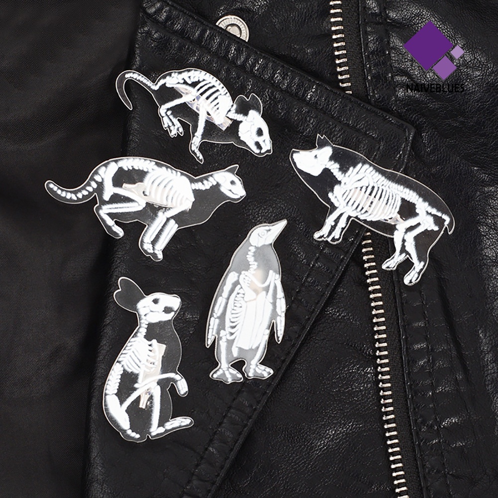 &lt; Naiveblues &gt; Clear Pig Cat Pinguin Kelinci Burung Tikus Pin Lencana Jaket Denim