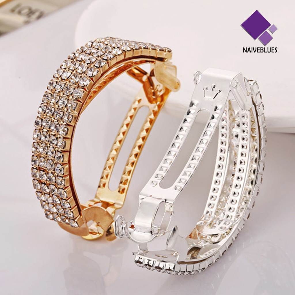 &lt; Naiveblues &gt; Bentuk Lengkungan Indah Jepit Rambut Pengerjaan Halus Berlian Imitasi Klip Musim Semi Kuat Untuk Pakaian Sehari-Hari