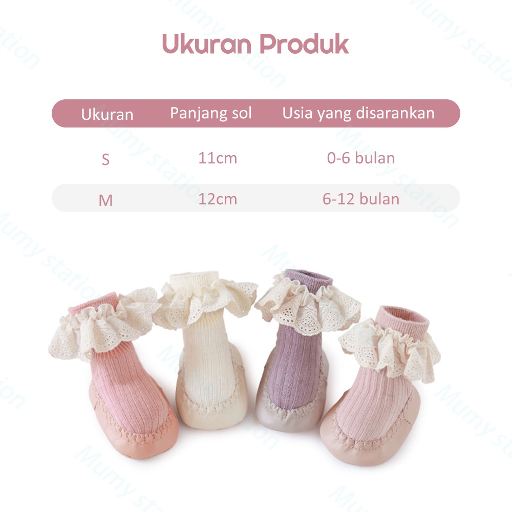 Mumystation Sepatu Bayi Prewalker Antislip Anak Perempuan Sepatu Sandal Kaos Kaki Bayi