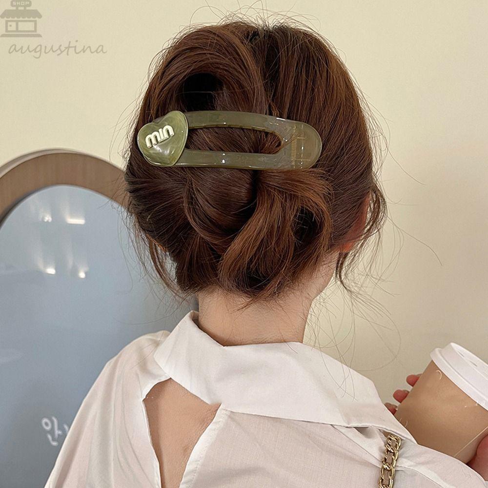 Agustinina Heart Hair Clip Elegant Summer Hair Claw Sweet Stylish Hiasan Kepala Musim Semi Ponytail Klip Transparan Permen Warna Love Rambut Klip Jepit Besar Korea Duckbill Clips