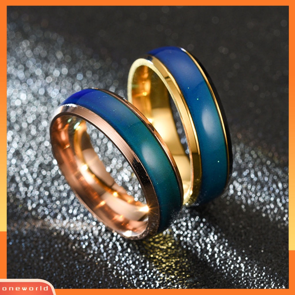 [EONE] Cincin Couple Berubah Warna Electroplating Temperature Sensing Sealing Glaze Hadiah Anniversary Bebas Alergi Tidak Luntur Suhu Klasik Mood Ring Untuk Pakaian Sehari-Hari