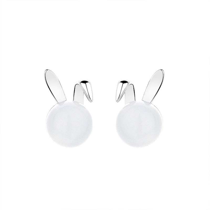 Trendi Lucu Bunny Sleek Opal Feminia Earring Elegan Dainty Earrings Stylish Earring Perhiasan Eardrop Romantis Feminia Aksesoris