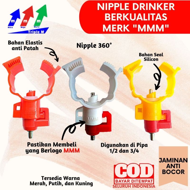 Nipel A9 Nipel Nipple Nepel Niple Drinker, Tempat minum ayam petelur broiler puyuh, Nipel A5 MMM