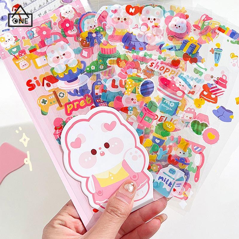 COD❤️Stiker Scrapbook Lucu Kartun Kartun PET Tahan Air DIY Bahan Dekorasi Cangkir Air Stiker-A.one