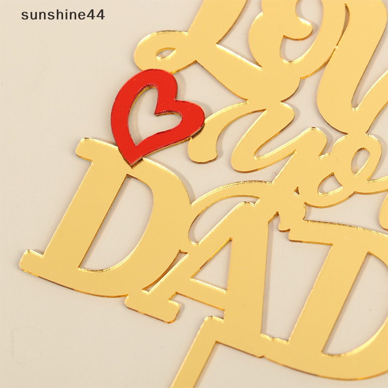 Sunshine Hiasan Kue Pesta Hari Ayah Gold Hitam Akrilik Daddy Birthday Cake Topper ID