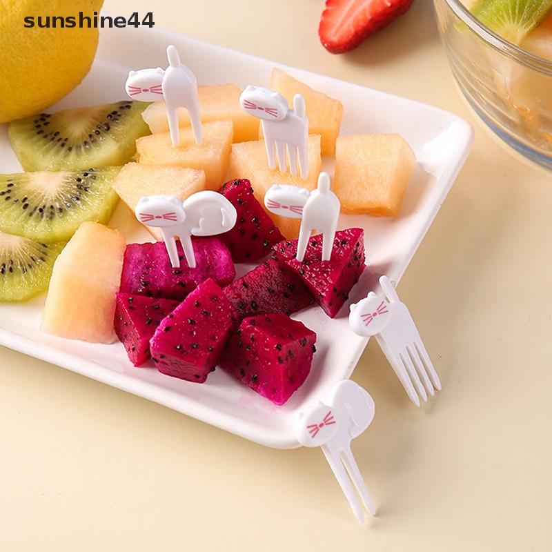 Sunshine 6pcs Mini Anak Hewan Makanan Buah Picks Garpu Kotak Makan Aksesori Dekorasi Alat ID