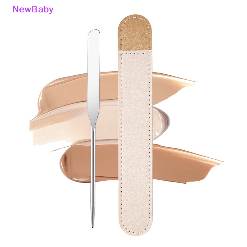 Newbaby Spatula Toner Makeup Kepala Ganda Stainless Steel Dengan Stik Pencampur Tas PU ID