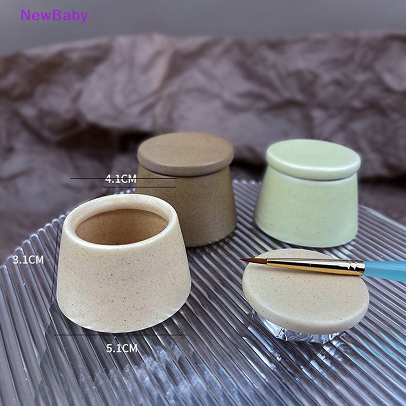 Newbaby Nail Art Keramik Dengan Tutup Crystal Cup Nail Removal Nail Wash Pen Menebal Cup ID
