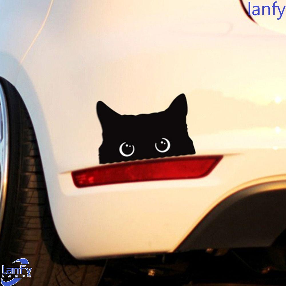 Lanfy Mata Besar Kucing Stiker 1 Pc Fashion Aksesoris Mobil Styling Motor Dekorasi Goresan Cover Mobil Vinyl Decal