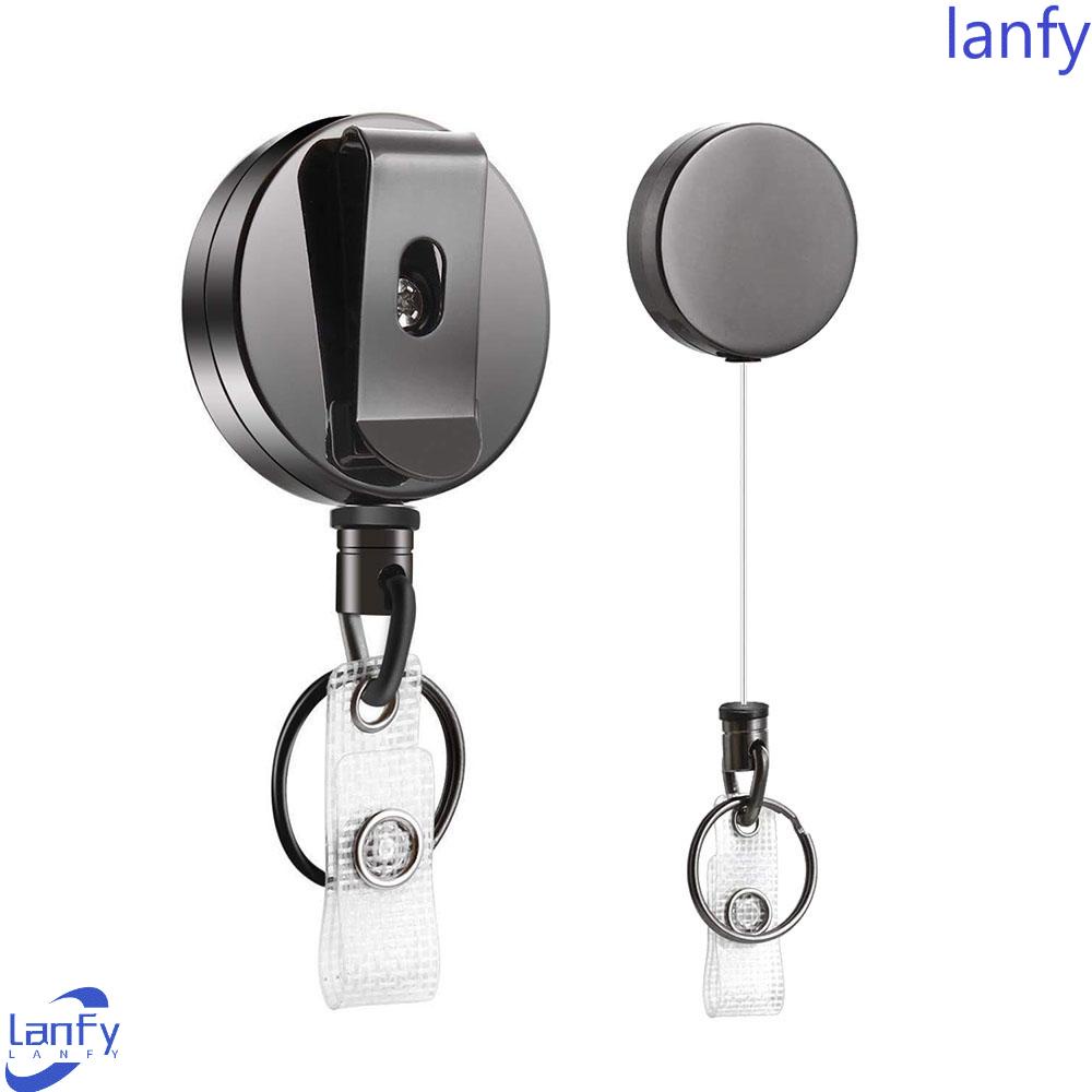 Lanfy Badge Reel ID Lanyard Logam Tarik Ditarik Kualitas Mewah Badge Holder Klip