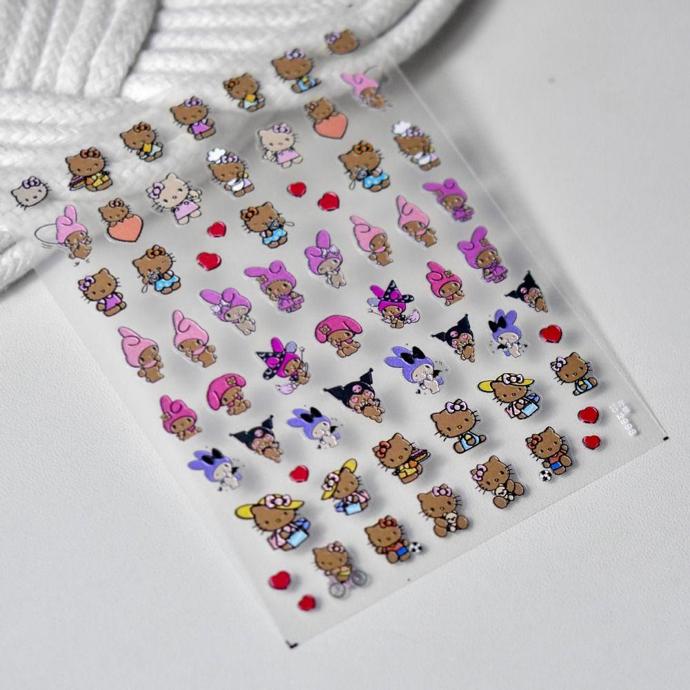 Mxbeauty Stiker Kuku Kartun Lucu Perekat Diri Kelinci Kitty Cat Melody Dekorasi Kuku
