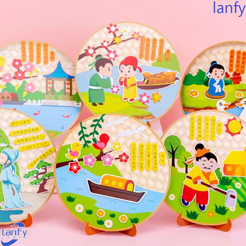 Lanfy Ornamen Syair Cina Kuno Sekolah Kreatif Budaya China Anak Hadiah Festival Seni Craft DIY Mainan