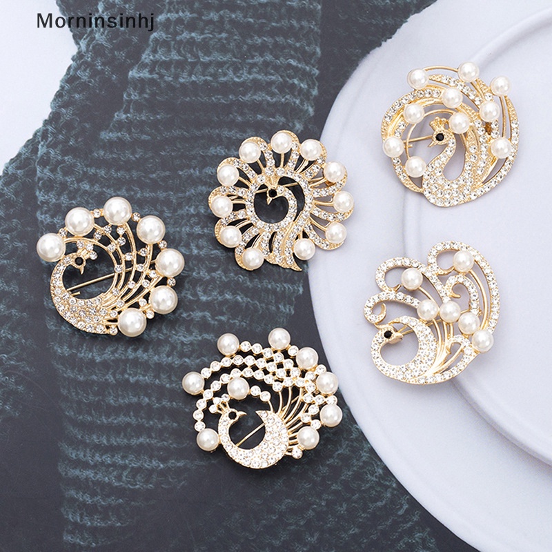 Mornin Mutiara Berlian Imitasi Merak Hewan Korsase Bros Klasik Kristal Peacock Brooch Pin Perjamuan Pernikahan Kostum Perhiasan id