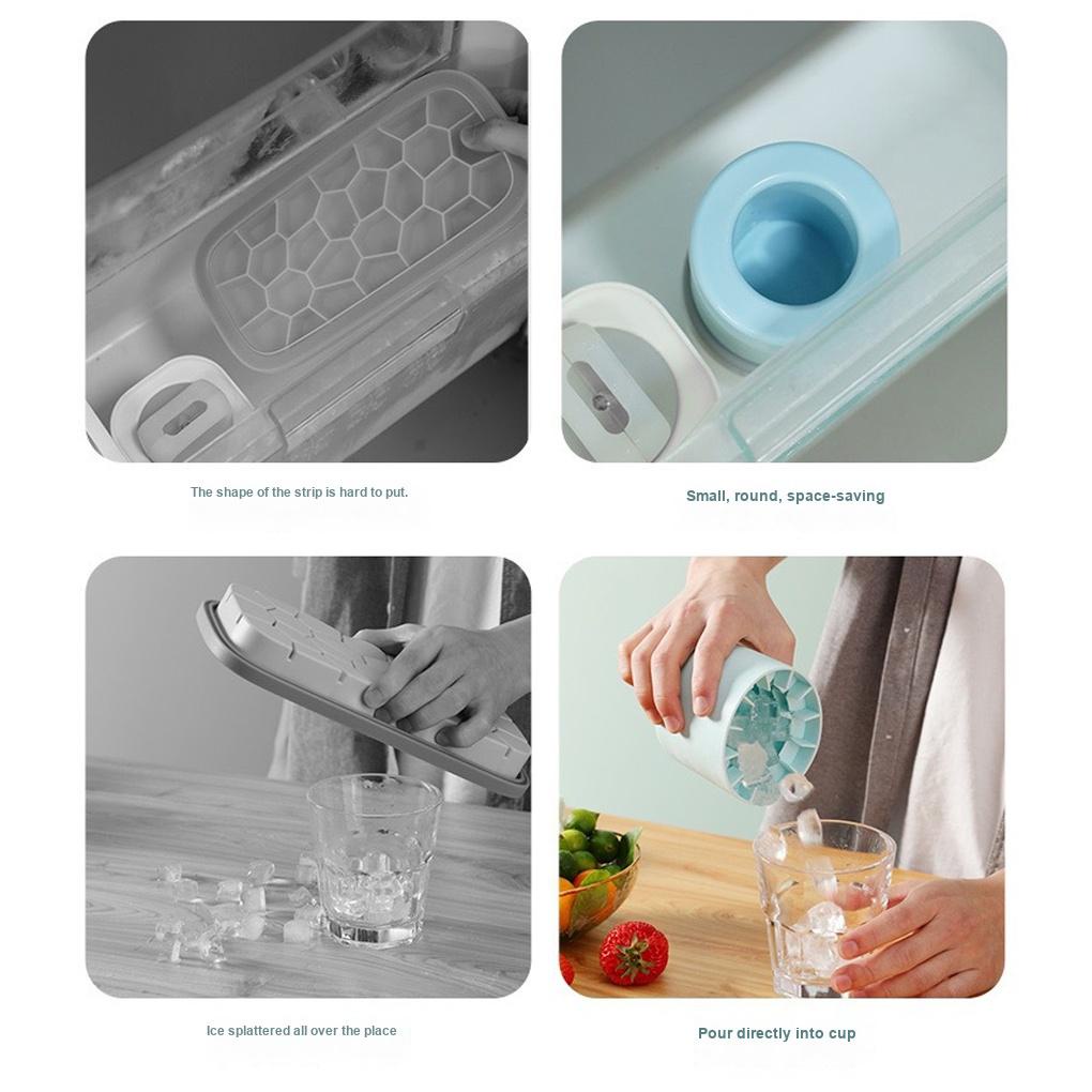 Ice Bucket Cup Cetakan Bulat Silinder Cube Freeze Making Silicone Maker Press-Tipe Dapur Rumah Cocktail Utensils Tools