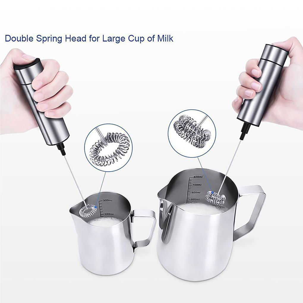 Pecut Stainless Steel Kocokan Kopi Elektrik Dengan Per Spring Froth Milk Foam Whisk Double Hair Dispenser Button Single Milk One-touch Head Untuk Masak Dapur