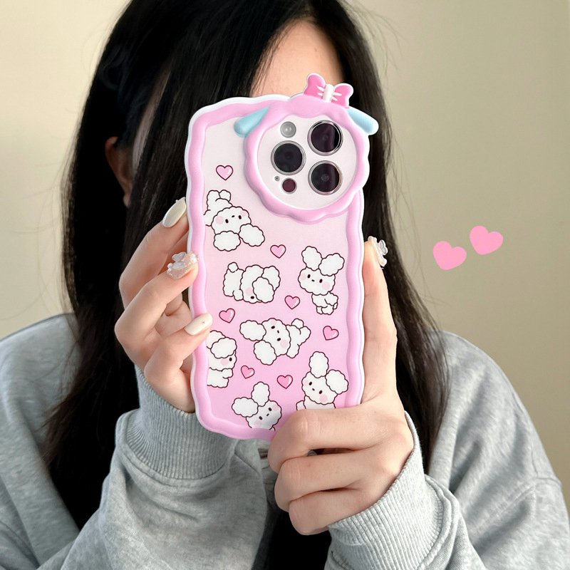 【Lamb Style】Lucky Love Bunny Soft TPU Case HP iP iPhone 11 12 13 14 Pro Max 7 8 + Plus SE 2020 X XS XR Max Girl Woman FTD Casing Apple