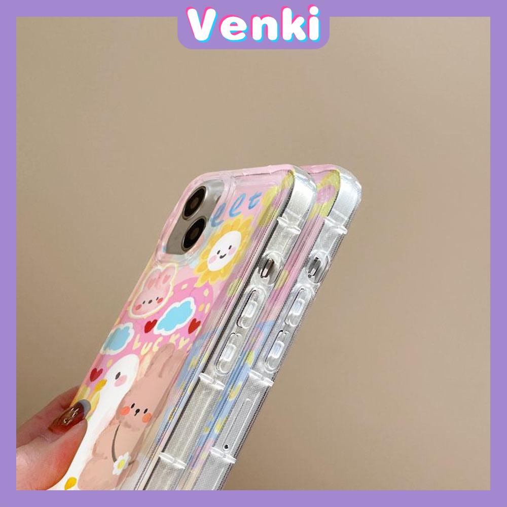 VENKI -For iPhone 11 iPhone Case Clear Case TPU Soft Case Airbag Shockproof Cute Oil Painting Bear Compatible with iPhone 14 13 Pro Max iPhone 12 Pro Max 11 7Plus 6Plus XR xs