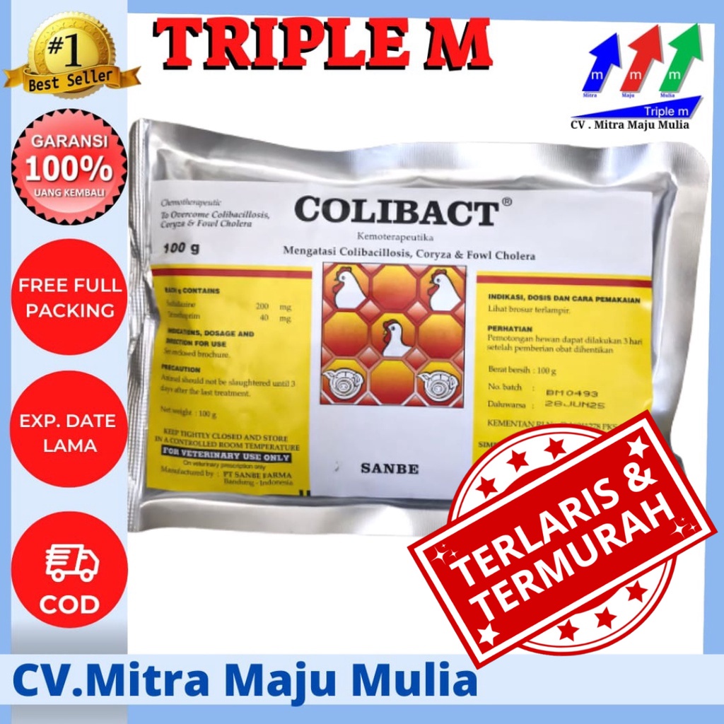 Colibact serbuk 100 gram obat untuk unggas ayam dan babi SANBE